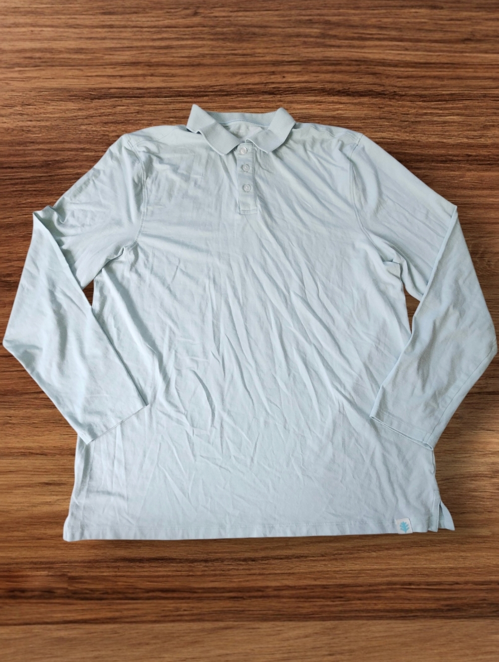 Coolibar Mint Green Men's Coppitt Bamboo Blend Long Sleeve Weekend Polo. Sz. L